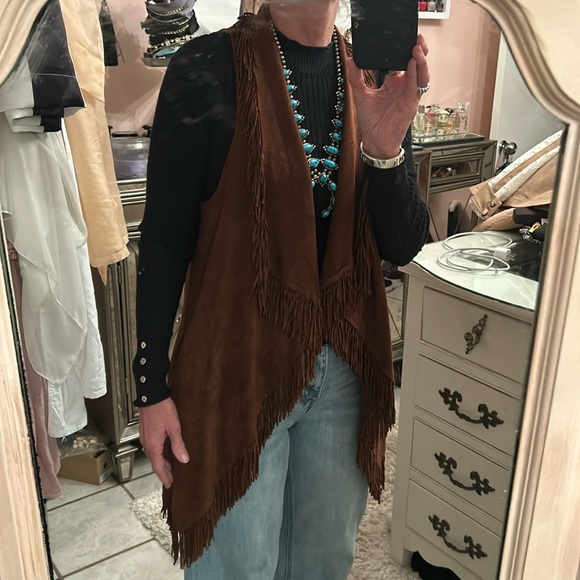 Faux suede fringe cardigan - Picture 5 of 10